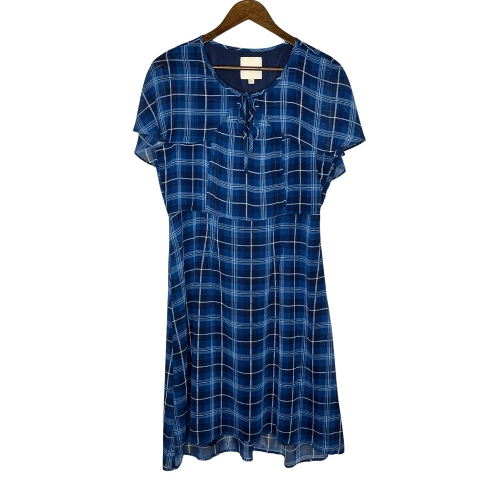 Modcloth Navy Plaid Midi Dress